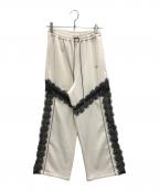 MAISON SPECIALメゾンスペシャル）の古着「Lace Docking Jersey Pants」｜ベージュ×ブラック