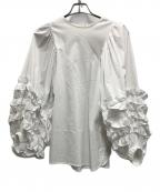 YORIヨリ）の古着「サークルフリルスリーブブラウス」｜ホワイト