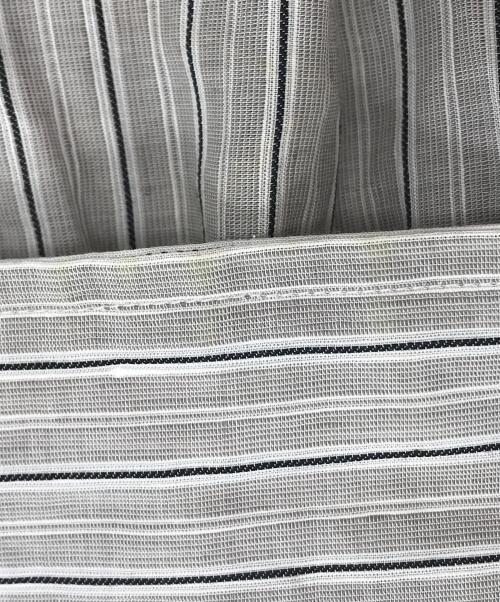 STILL BY HAND（スティルバイハンド）STILL BY HAND (スティルバイハンド) リネン混バンドカラーストライプシャツ グレー サイズ:48の古着・服飾アイテム