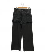 MM6 Maison Margielaエムエムシックスメゾンマルジェラ）の古着「MM BLACK DENIM STRIPED WOOL TAILORING PANTS(エムエム ブラック デニム ストライプド ウール テーラリング パンツ)」｜ブラック