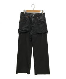MM6 Maison Margiela（エムエムシックスメゾンマルジェラ）の古着「MM BLACK DENIM STRIPED WOOL TAILORING PANTS(エムエム ブラック デニム ストライプド ウール テーラリング パンツ)」｜ブラック