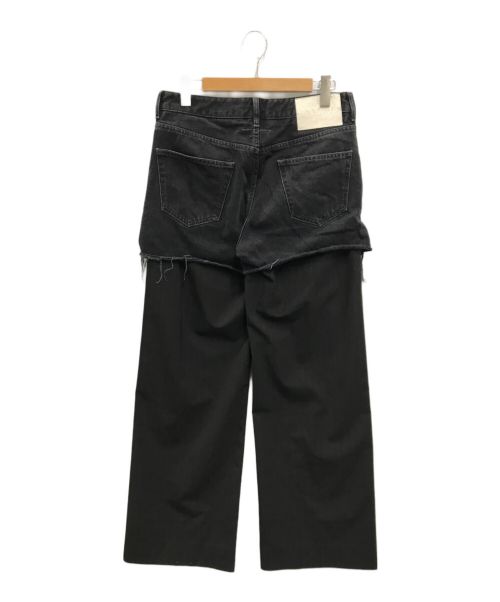 MM6 Maison Margiela（エムエムシックスメゾンマルジェラ）MM6 Maison Margiela MM BLACK DENIM STRIPED WOOL TAILORING PANTS(エムエム ブラック デニム ストライプド ウール テーラリング パンツ) ブラック サイズ:71cm（W28）の古着・服飾アイテム