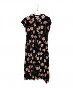 PINK HOUSEピンクハウス）の古着「カーネーションプリントワンピース」｜ブラック