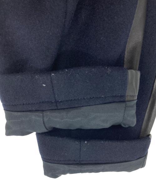 ZARA（ザラ）ZARA (ザラ) STUDIO NICHOLSON (スタジオ ニコルソン) レザーパッチ切替Pコート ネイビー サイズ:Mの古着・服飾アイテム