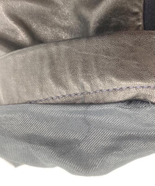 ZARA（ザラ）ZARA (ザラ) STUDIO NICHOLSON (スタジオ ニコルソン) レザーパッチ切替Pコート ネイビー サイズ:Mの古着・服飾アイテム