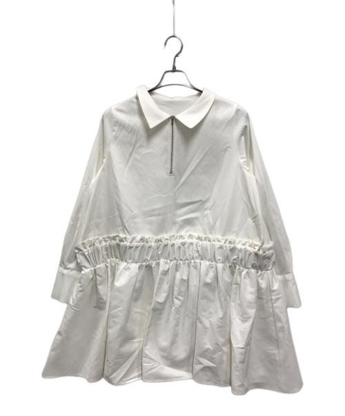 bow.a（ボウ・エー）bow.a (ボウ・エー) HALF ZIP SHIRT ONE-PIECE ホワイト サイズ:Sの古着・服飾アイテム