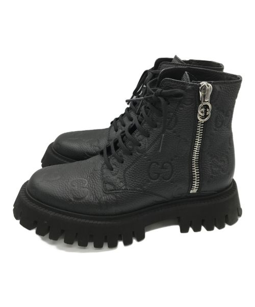 GUCCI（グッチ）GUCCI (グッチ) GG leather boots(レザー ブーツ) ブラック サイズ:37 1/2の古着・服飾アイテム