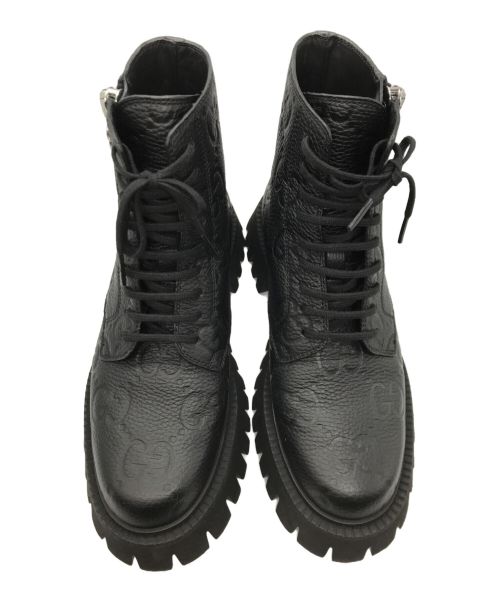 GUCCI（グッチ）GUCCI (グッチ) GG leather boots(レザー ブーツ) ブラック サイズ:37 1/2の古着・服飾アイテム