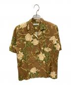 INGEBORGインゲボルグ）の古着「［古着］パワーショルダーオープンカラーシャツ」｜ブラウン