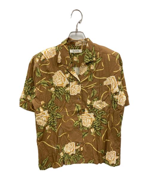 INGEBORG（インゲボルグ）INGEBORG (インゲボルグ) ［古着］パワーショルダーオープンカラーシャツ ブラウン サイズ:記載なしの古着・服飾アイテム