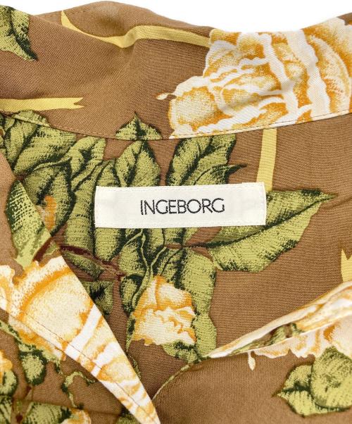 INGEBORG（インゲボルグ）INGEBORG (インゲボルグ) ［古着］パワーショルダーオープンカラーシャツ ブラウン サイズ:記載なしの古着・服飾アイテム