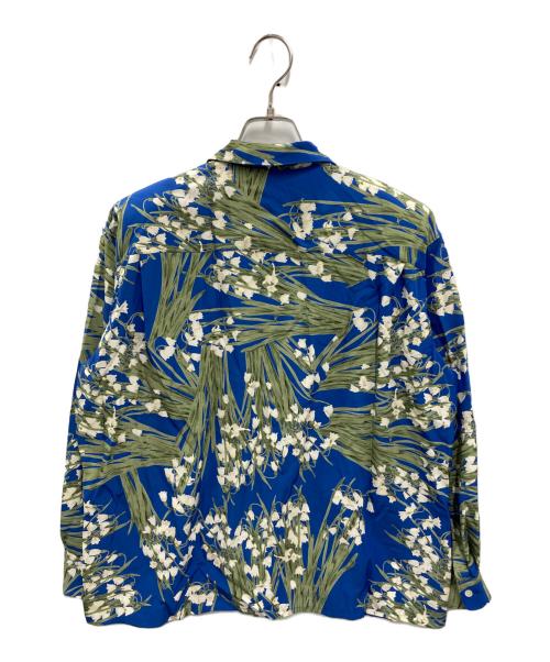 INGEBORG（インゲボルグ）INGEBORG (インゲボルグ) パワーショルダーオープンカラーシャツ ブルー サイズ:記載なしの古着・服飾アイテム