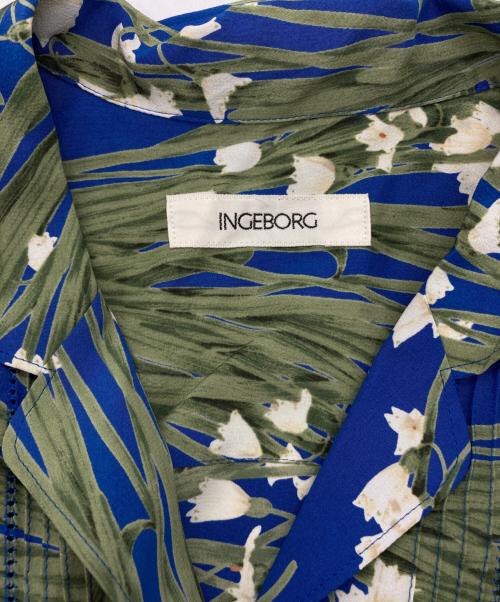 INGEBORG（インゲボルグ）INGEBORG (インゲボルグ) パワーショルダーオープンカラーシャツ ブルー サイズ:記載なしの古着・服飾アイテム