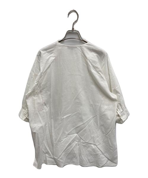 DRAWER（ドゥロワー）Drawer (ドゥロワー) シアーチェックブザムノーカラーシャツ ホワイト サイズ:Lの古着・服飾アイテム