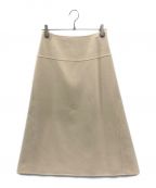 DRAWERドゥロワー）の古着「ウールケヌキアシンメトリースカート」｜ベージュ