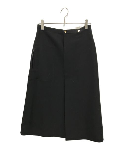 DRAWER（ドゥロワー）DRAWER (ドゥロワー) ウール シルク リバーシブル ラップスカート ベージュ×ブラック サイズ:36の古着・服飾アイテム