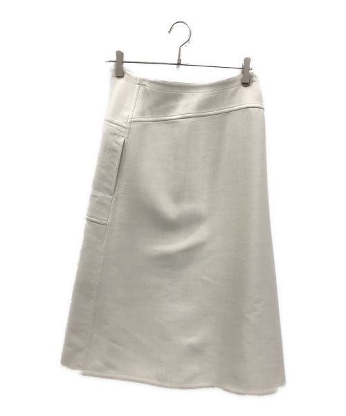 DRAWER（ドゥロワー）DRAWER (ドゥロワー) ウール シルク リバーシブル ラップスカート ベージュ×ブラック サイズ:36の古着・服飾アイテム