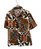 TOWN CRAFTタウンクラフト）の古着「総柄オープンカラーシャツ」｜ブラウン×ホワイト