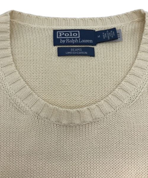 POLO RALPH LAUREN（ポロ・ラルフローレン）POLO RALPH LAUREN (ポロ・ラルフローレン) BEAMS (ビームス) 別注 Crew Neck Knit(クルー ネック ニット) ホワイト サイズ:Mの古着・服飾アイテム