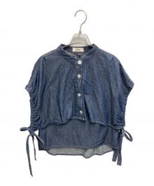 Q.anos（キュアノス）の古着「半袖ブラウス」｜インディゴ