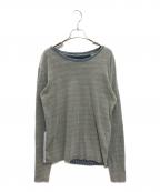 KAPITALキャピタル）の古着「刺し子切替カットソー」｜グレー×ネイビー