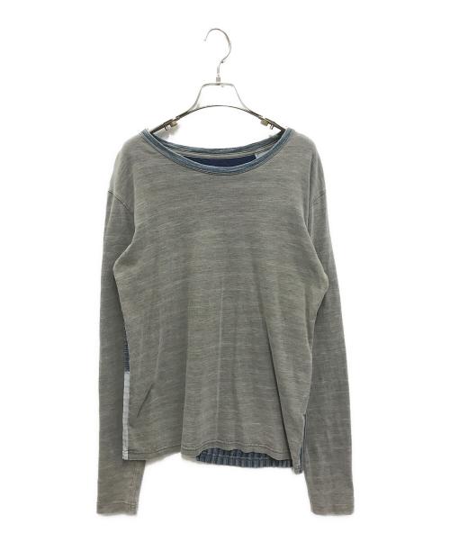 KAPITAL（キャピタル）KAPITAL (キャピタル) 刺し子切替カットソー グレー×ネイビー サイズ:2の古着・服飾アイテム