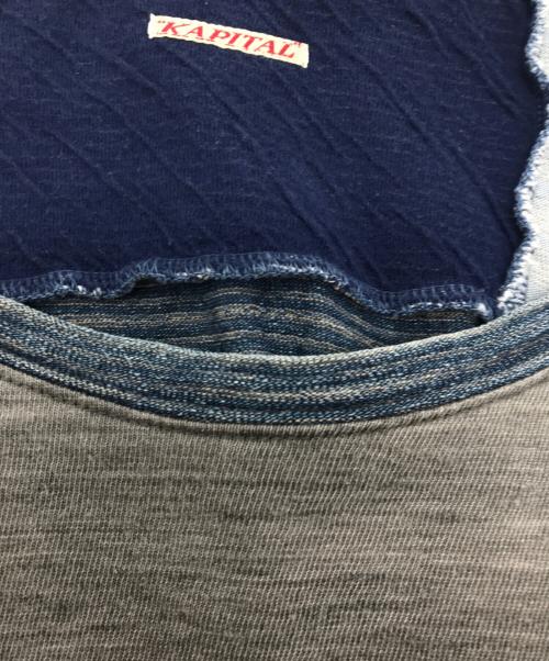 KAPITAL（キャピタル）KAPITAL (キャピタル) 刺し子切替カットソー グレー×ネイビー サイズ:2の古着・服飾アイテム