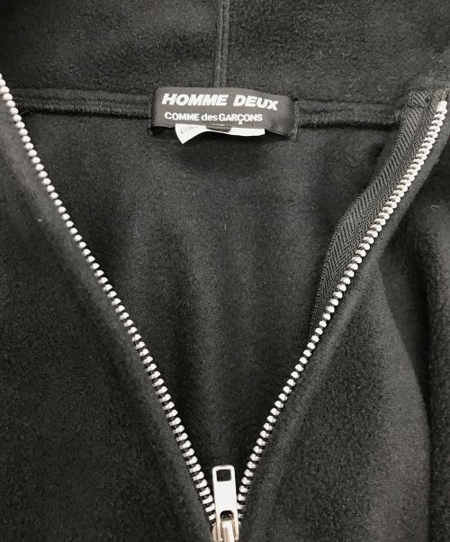 COMME des GARCONS HOMME DEUX（コムデギャルソン オム ドゥ）COMME des GARCONS HOMME DEUX (コムデギャルソン オム ドゥ) フリースデザインジップアップパーカー ブラック サイズ:XLの古着・服飾アイテム