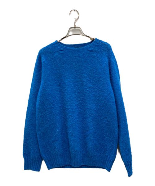 SHIPS（シップス）SHIPS (シップス) HARLEY OF SCOTLAND: Pure New Wool シャギー クルーネック ニット ブルー サイズ:Lの古着・服飾アイテム