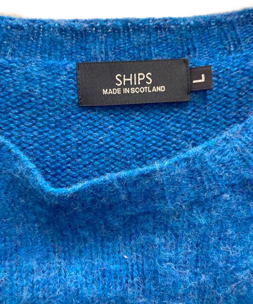 SHIPS（シップス）SHIPS (シップス) HARLEY OF SCOTLAND: Pure New Wool シャギー クルーネック ニット ブルー サイズ:Lの古着・服飾アイテム