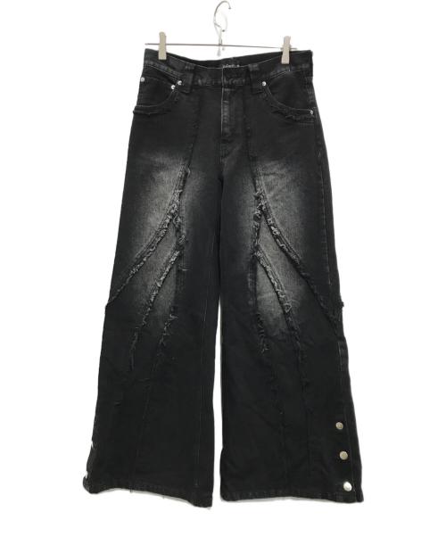 HARE UNDERGROUND MODE（ハレ）HARE UNDERGROUND MODE (ハレ) ウェーブフリンジデニムパンツ ブラック サイズ:Sの古着・服飾アイテム