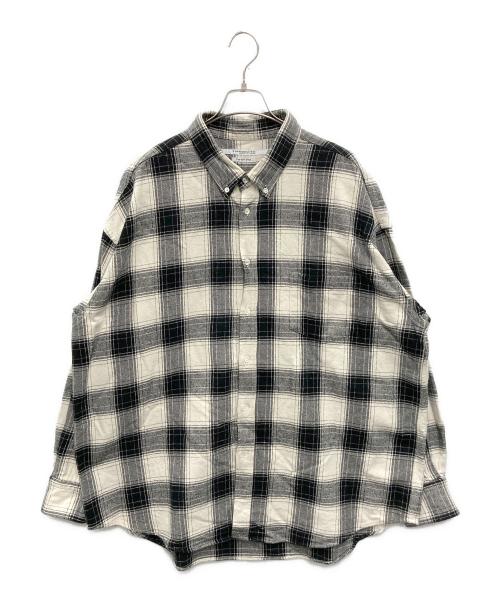 JOURNAL STANDARD TRISECT-2（ジャーナルスタンダード トライセクト）JOURNAL STANDARD TRISECT-2 (ジャーナルスタンダード トライセクト) ファットシルエット ボタンダウン チェックシャツ ホワイト×ブラック サイズ:Lの古着・服飾アイテム