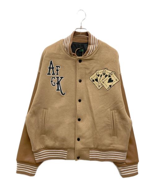 A FEW GOOD KIDS（アフューグッドキッズ）A FEW GOOD KIDS (アフューグッドキッズ) A'gem (エージェム) DICE LEATHER VARSITY JACKET ベージュ サイズ:XLの古着・服飾アイテム