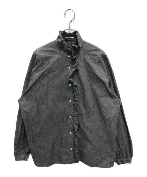 journal standard luxe（ジャーナルスタンダード ラックス）JOURNAL STANDARD LUXE (ジャーナルスタンダード リュクス) ワッシャーフリルブラウス インディゴ サイズ:FREEの古着・服飾アイテム