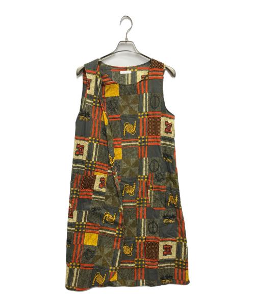 Engineered Garments（エンジニアドガーメンツ）Engineered Garments (エンジニアド ガーメンツ) WRAP DRESS-COTTON AFRICAN PRINT ブラウン サイズ:FREEの古着・服飾アイテム