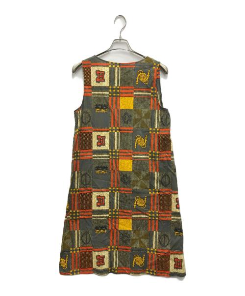 Engineered Garments（エンジニアドガーメンツ）Engineered Garments (エンジニアド ガーメンツ) WRAP DRESS-COTTON AFRICAN PRINT ブラウン サイズ:FREEの古着・服飾アイテム