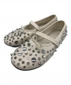 majeマージュ）の古着「スタッズフラットシューズ」｜ホワイト