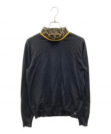 FENDI（フェンディ）の古着「Logo Jacquard Neck Knit」｜ブラック