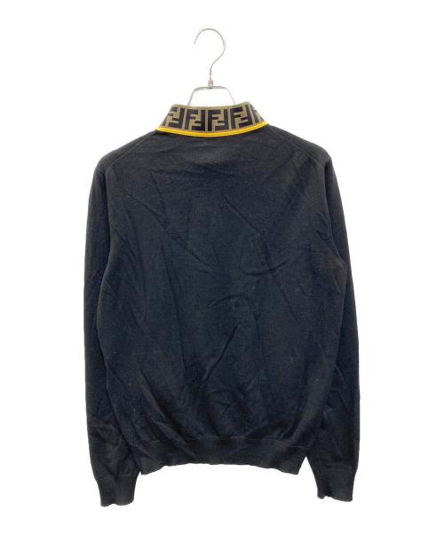FENDI（フェンディ）FENDI (フェンディ) Logo Jacquard Neck Knit ブラック サイズ:48の古着・服飾アイテム