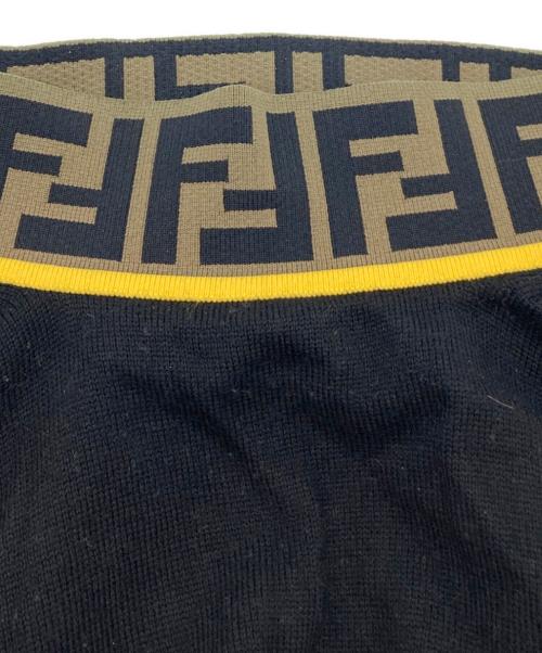 FENDI（フェンディ）FENDI (フェンディ) Logo Jacquard Neck Knit ブラック サイズ:48の古着・服飾アイテム