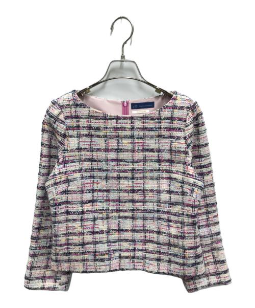 M Maglie le cassetto（エム マーリエ ル カセット）M Maglie le cassetto (エム マーリエ ル カセット) ファンシーツイードブラウス ピンク サイズ:Mの古着・服飾アイテム