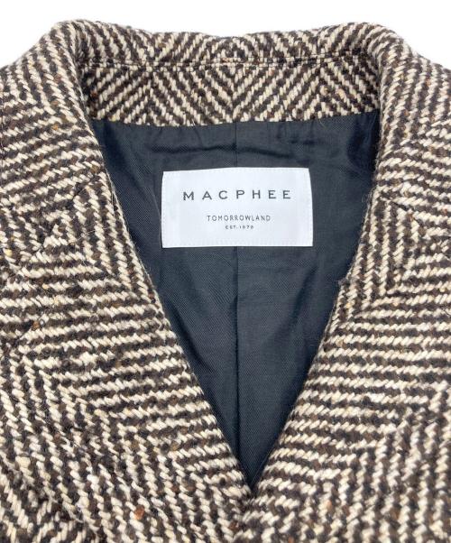 MACPHEE（マカフィー）MACPHEE (マカフィー) ヘリンボーンツイード オーバーサイズドコート ブラウン サイズ:36の古着・服飾アイテム