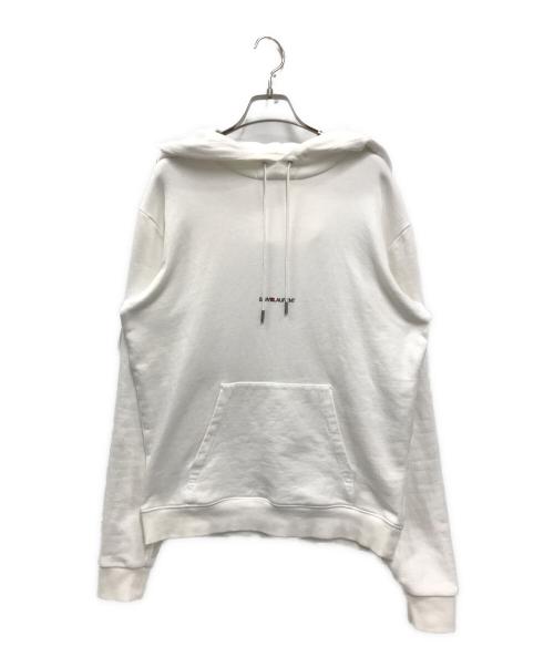 Saint Laurent Paris（サンローランパリ）Saint Laurent Paris (サンローランパリ) ロゴプルオーバーパーカー ホワイト サイズ:Sの古着・服飾アイテム