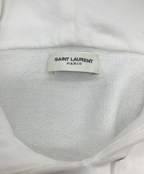 Saint Laurent Paris（サンローランパリ）Saint Laurent Paris (サンローランパリ) ロゴプルオーバーパーカー ホワイト サイズ:Sの古着・服飾アイテム