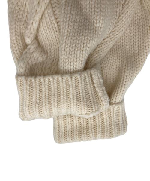 rosy monster（ロージーモンスター）rosy monster (ロージーモンスター) フリル付ウールカーディガン ベージュ×ホワイト サイズ:FREE 未使用品の古着・服飾アイテム