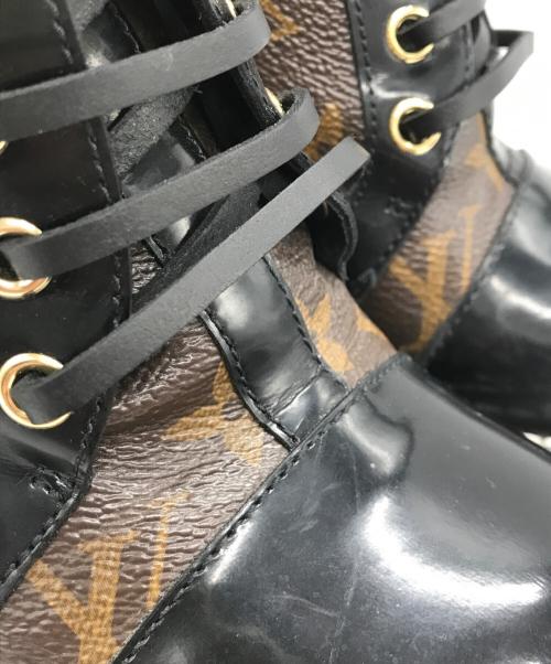 LOUIS VUITTON（ルイ ヴィトン）LOUIS VUITTON (ルイ ヴィトン) スタートレイルアンクルブーツ ブラック×ブラウン サイズ:37 1/2の古着・服飾アイテム