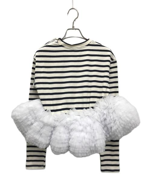 Bibiy.（ビビィ）Bibiy. (ビビィ) FRANCINE TULLE TOP NAVY(フランシール チュール トップ ネイビー) ホワイト×ネイビー サイズ:F 未使用品の古着・服飾アイテム