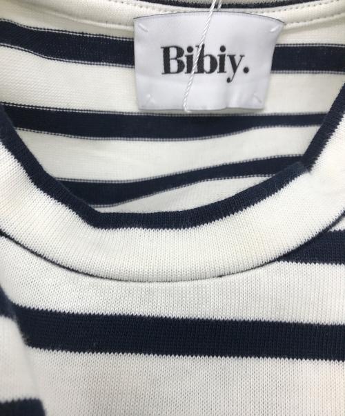 Bibiy.（ビビィ）Bibiy. (ビビィ) FRANCINE TULLE TOP NAVY(フランシール チュール トップ ネイビー) ホワイト×ネイビー サイズ:F 未使用品の古着・服飾アイテム