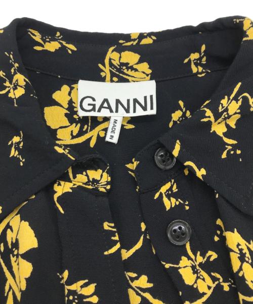 GANNI（ガニー）Ganni (ガニー) フローラルプリントシャツワンピース ブラック サイズ:34の古着・服飾アイテム