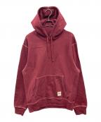 stussyステューシー）の古着「Contrast Stitch Label Hoodie」｜レッド